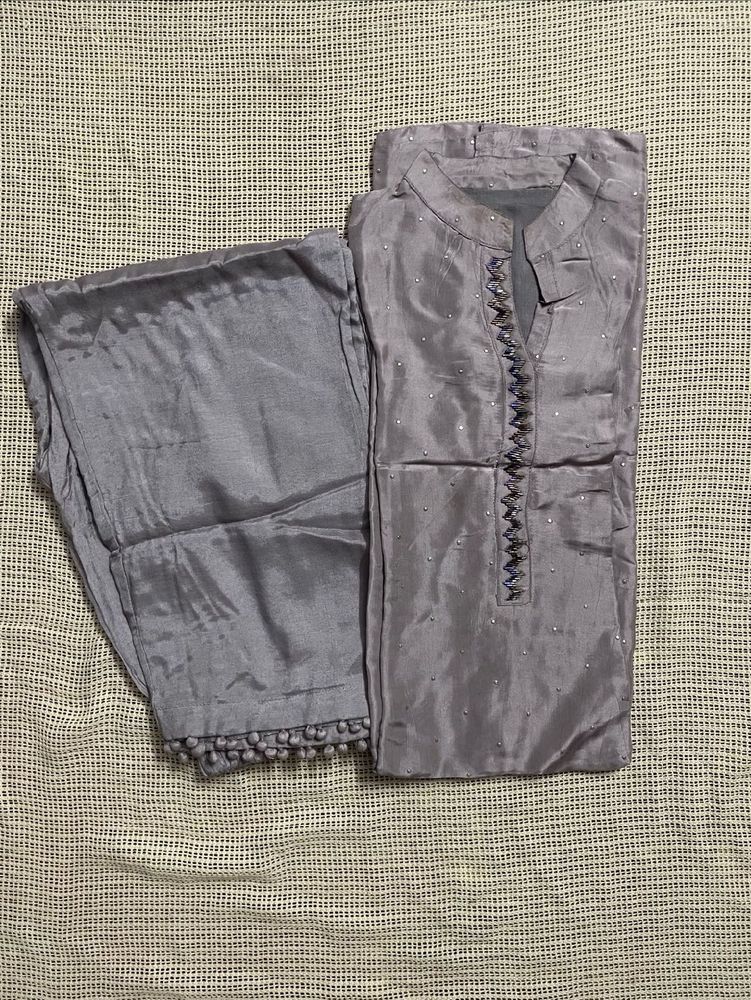 Grey Embellished Suit