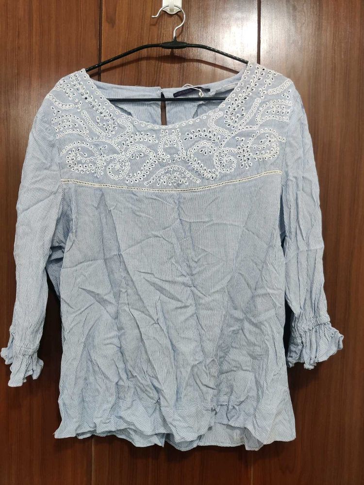 Embroidery Blue Top