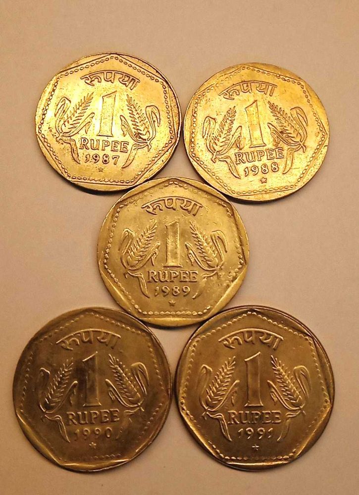 Rare 1987 To 1991 One Rupee Hyderabad Mint Set