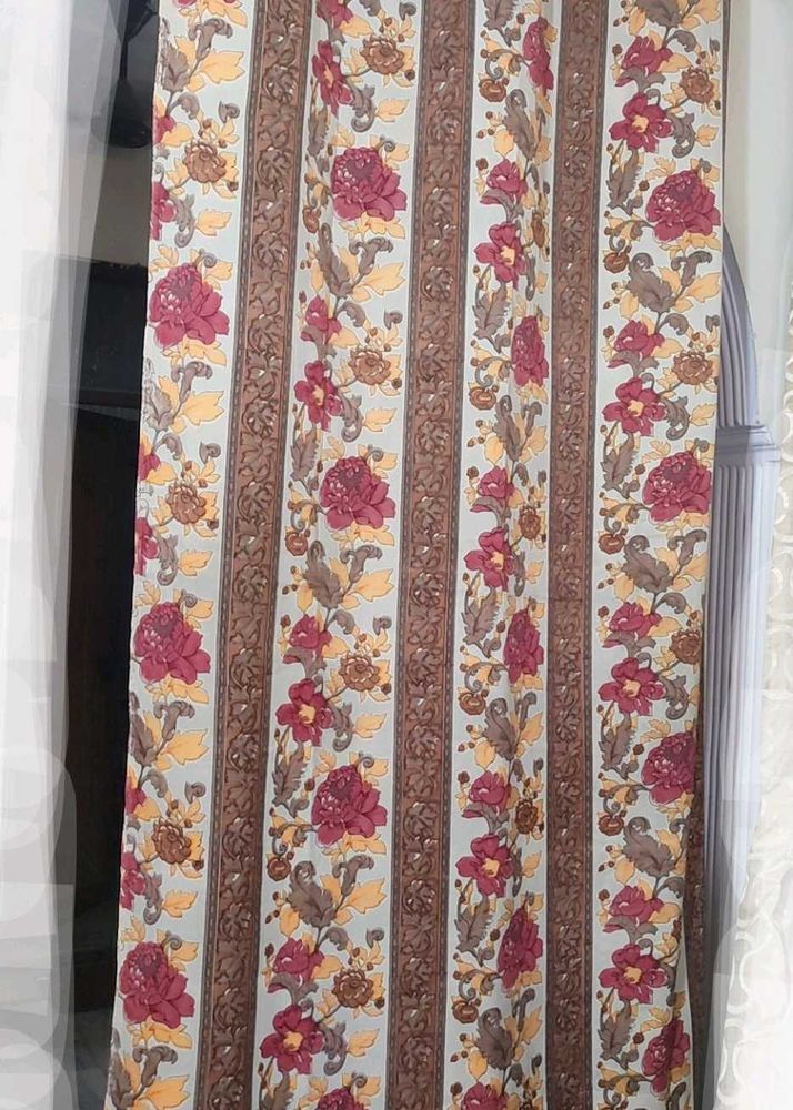 Rose Floral Printed 9 Feet 3 Curtains