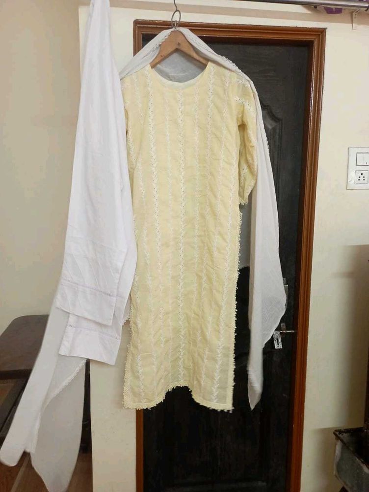 Yellow White Dress