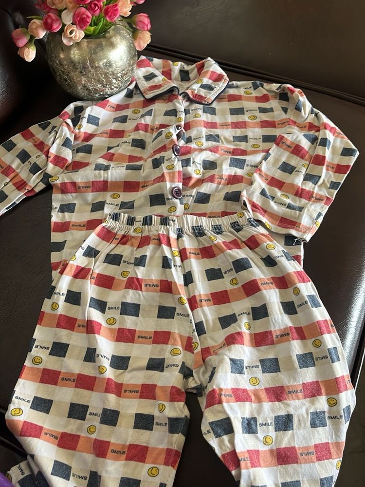 Cute Smiley Face Night Suit Set