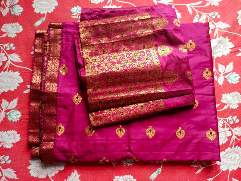 Pink Mekhela Chador