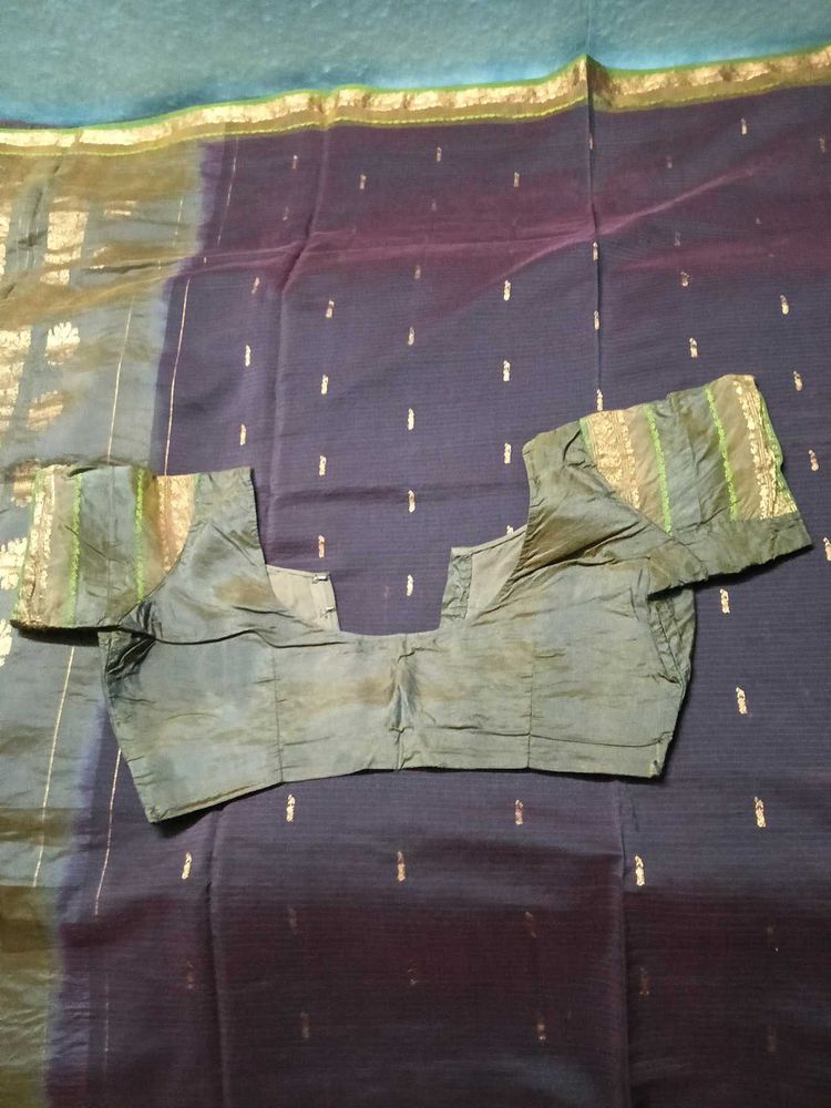 GentlyUsed KanchiPattu Saree with Stiched Blouse