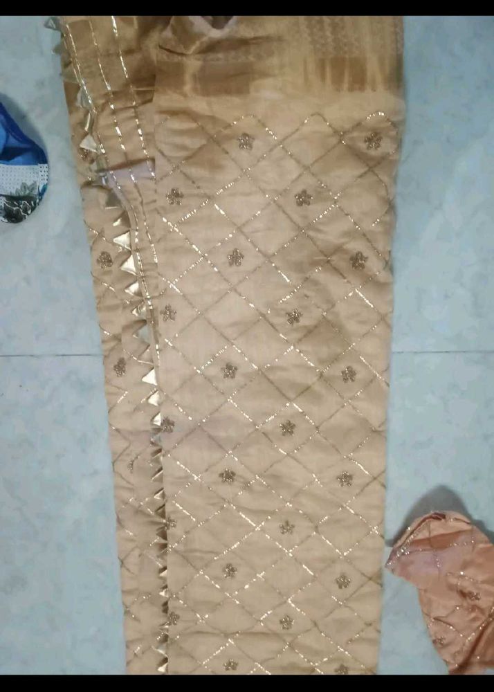 gotta patti saree with stitched boluse