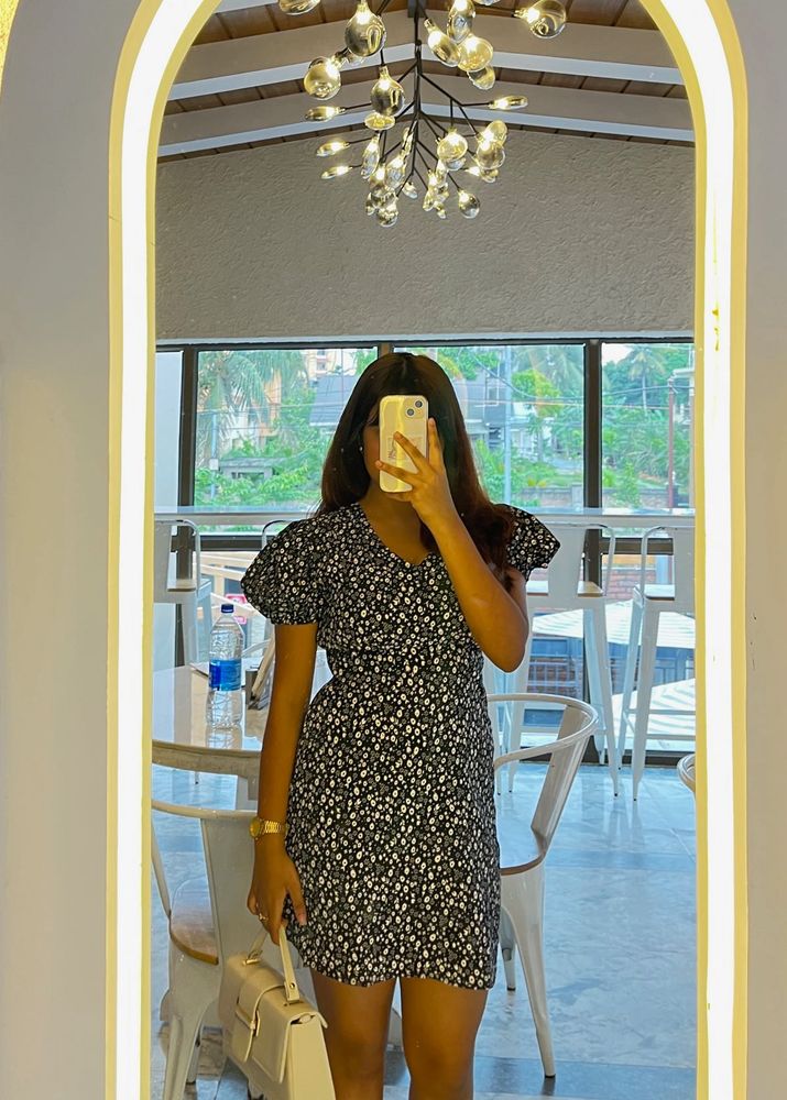 Floral Puff Sleeve Mini Dress