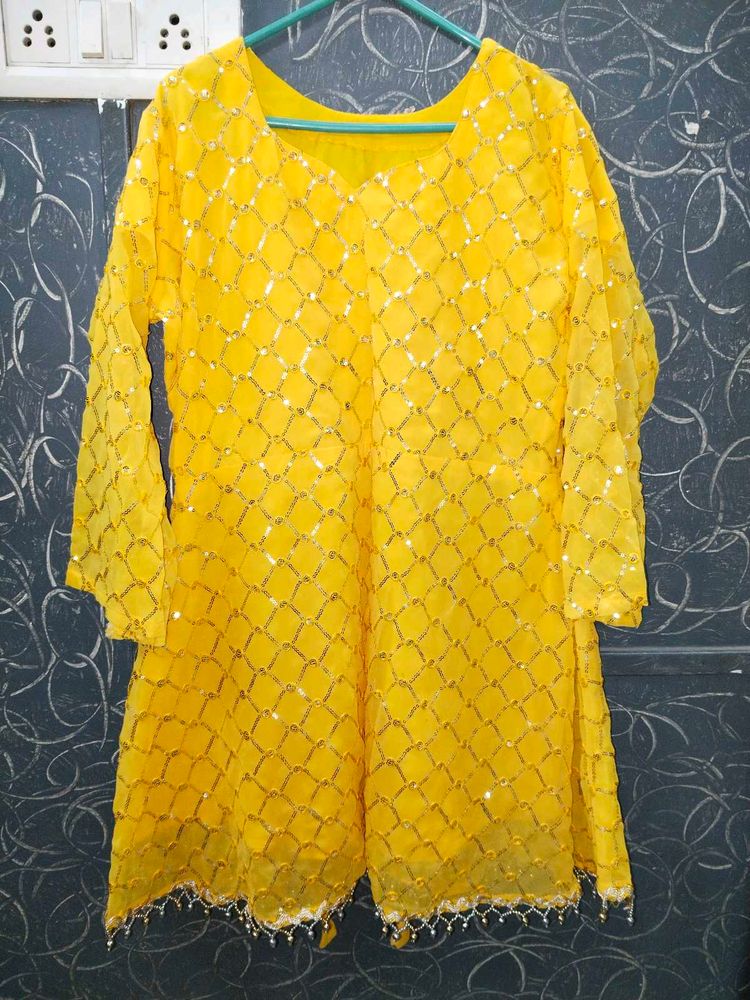 Lavish Yellow Colour Peplam Dress With Duptta
