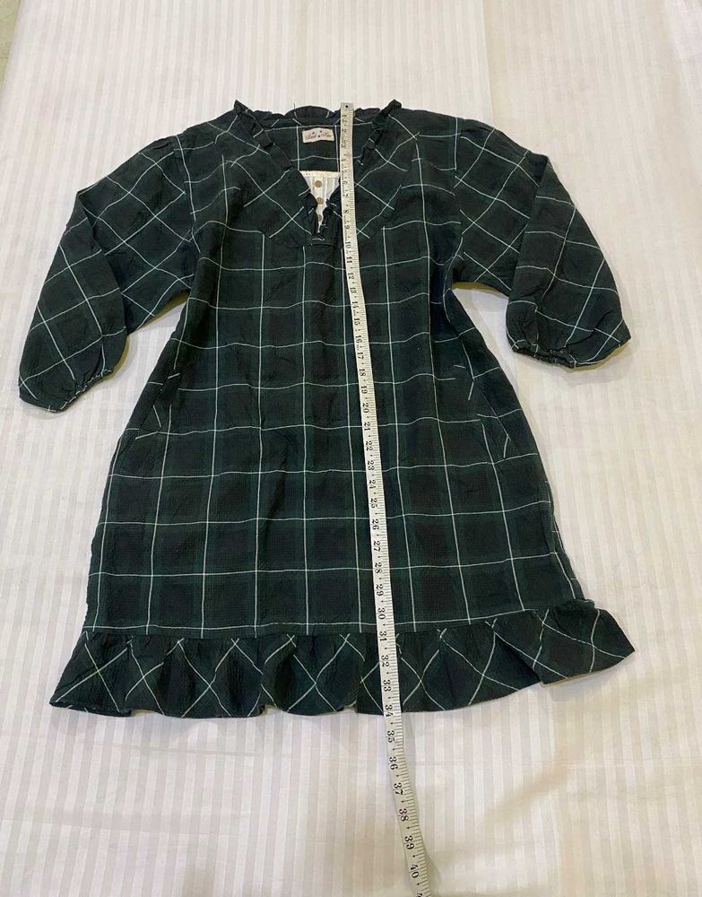 Checkered Casual Short Dress
