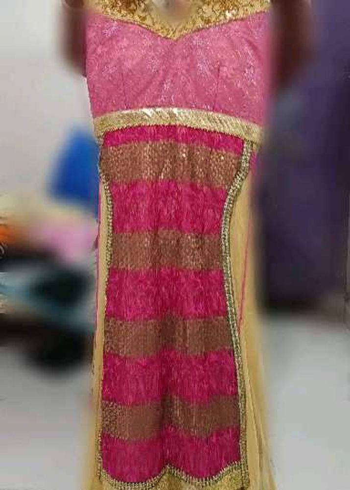 Elegant Pink &amp; Gold Ethnic Gown