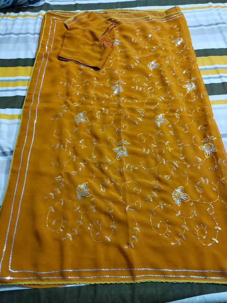 Party Wear Sari With Blouse
