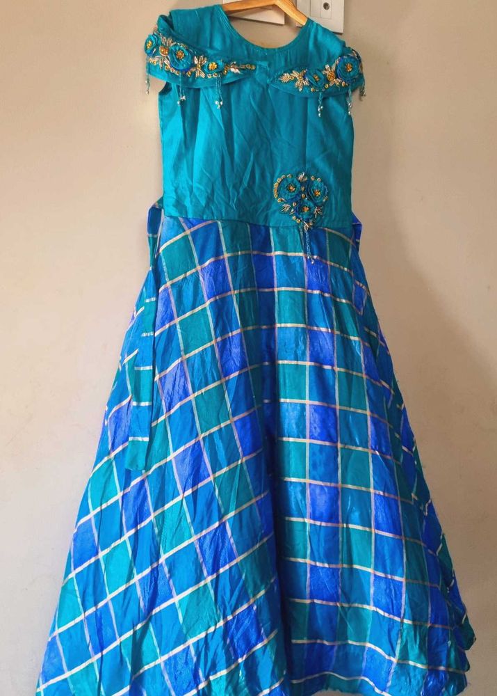 Girl&#39;s Embroidered Blue Dress