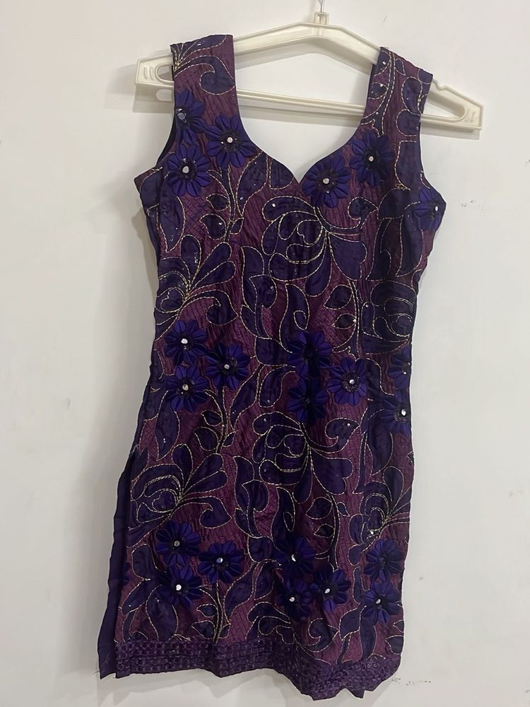 Purple Floral Embroidered Punjabi Salwar Suit Set