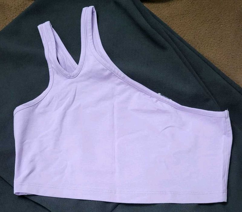 Lilac One-Shoulder Crop Top