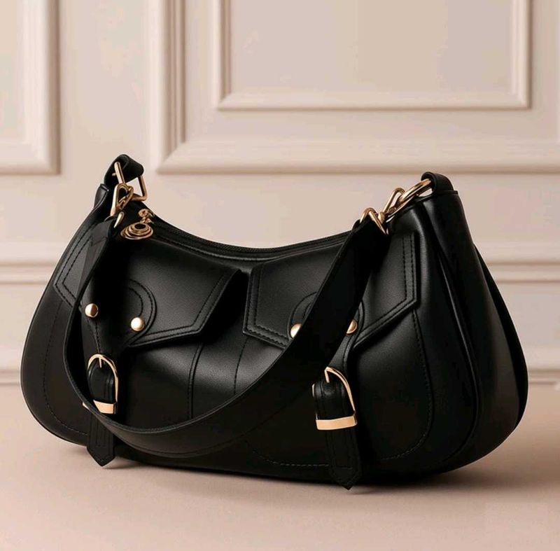 Black Leather Shoulder Bag
