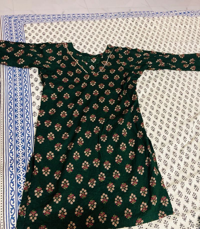 Green Floral Kurta