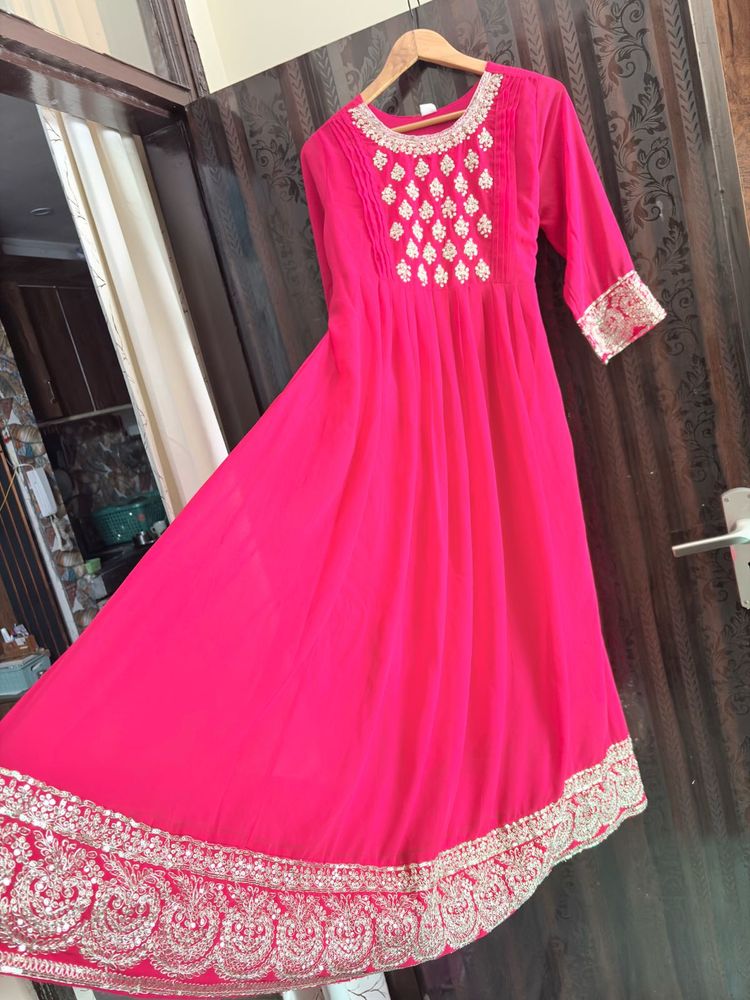 Pink Embroidered Anarkali Kurta