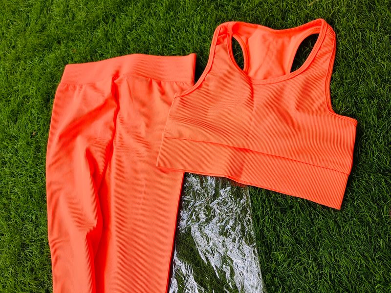 Orange Colored Active Wear Set