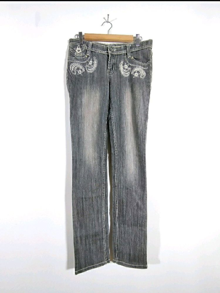 Grey Embroidered Jeans (Women&#39;s)