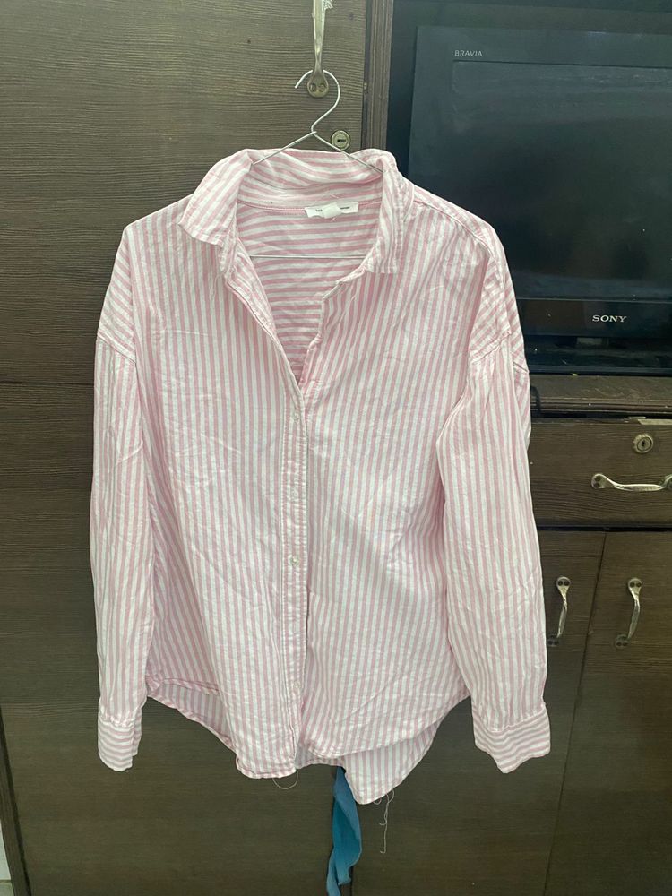 Pink Striped Oversized Shirt {all Sizes Available}