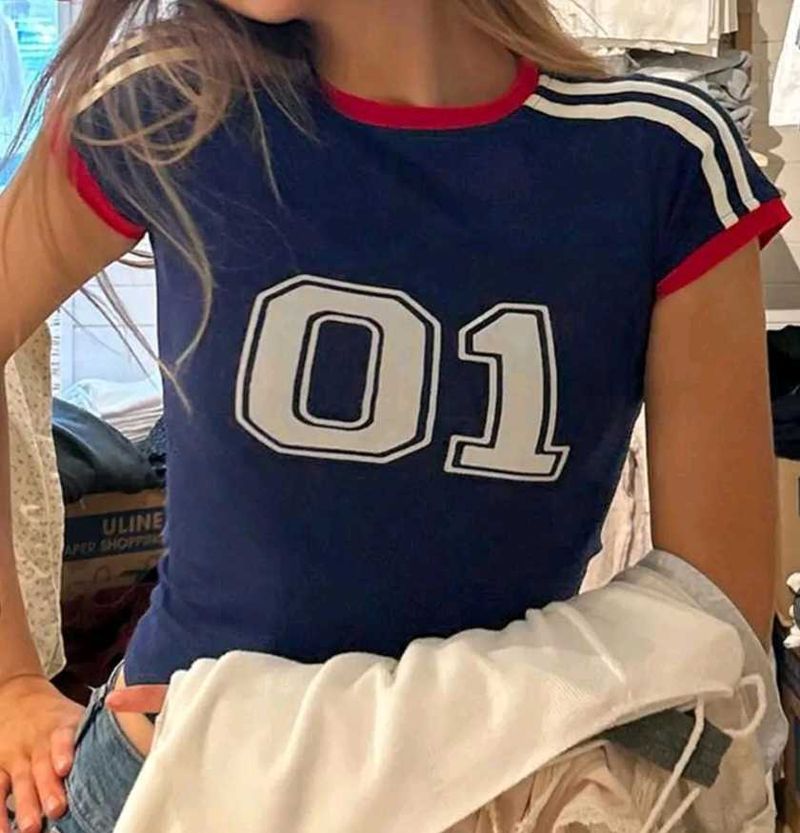 STYLECAST varsity printed cropped t shirt