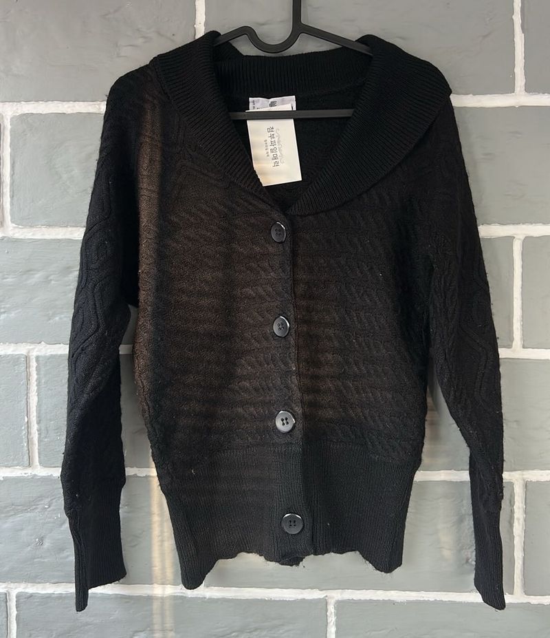 Elegant Black Cardigan Sweater