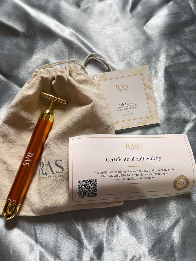 T Shape Electric Face Massager 24k Gold