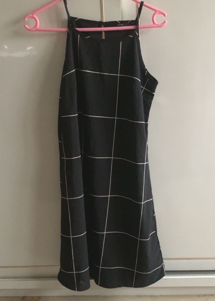Black Grid Cami Dress