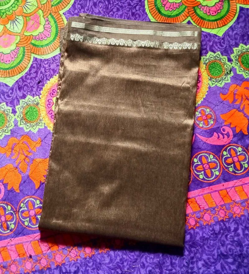 ✨Chocolate Brown Saree Without Blouse ✨