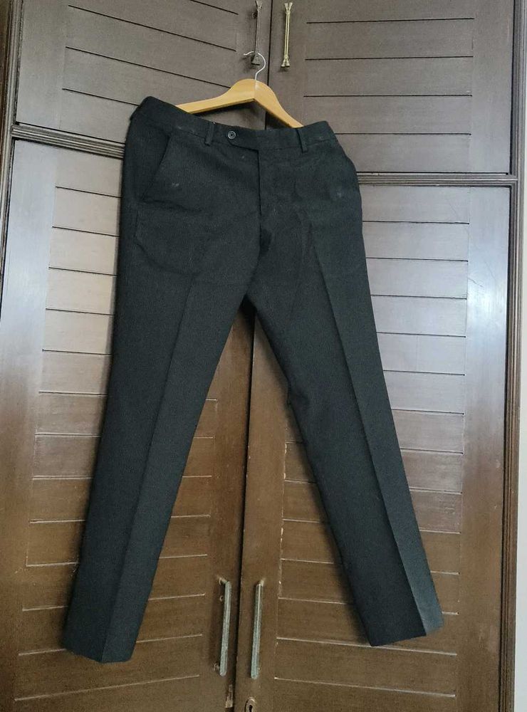 John Player Charcoal Black Viscose Formal Trouser