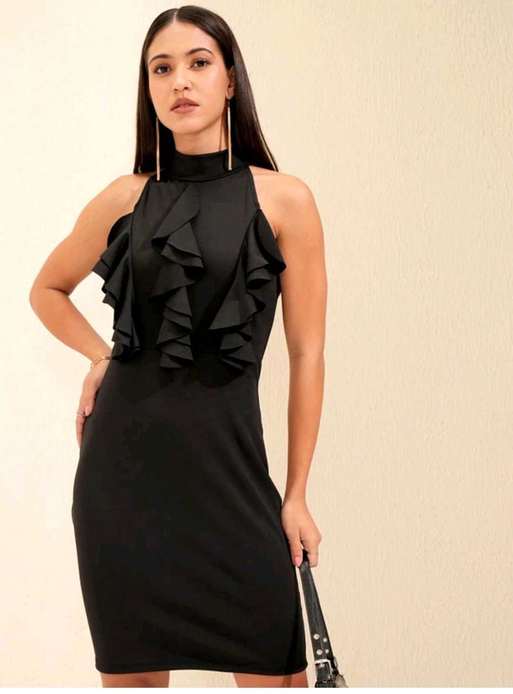 With Tag Black Ruffle Dress