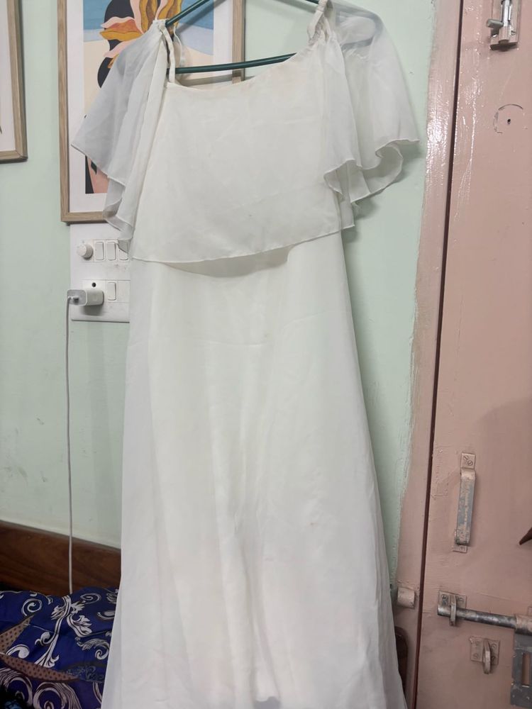 White Chiffon Overlay Dress