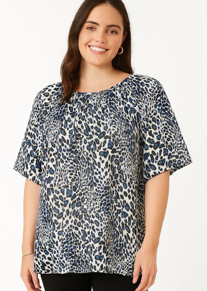 Bluish Animal Print Top
