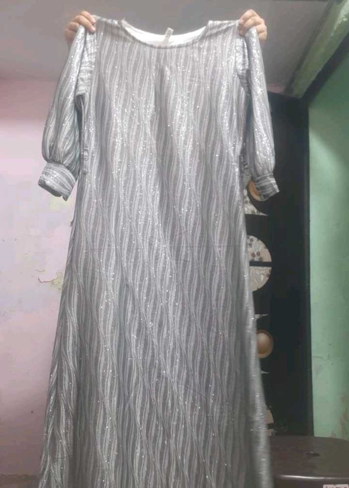 Elegant Silver Maxi Dress