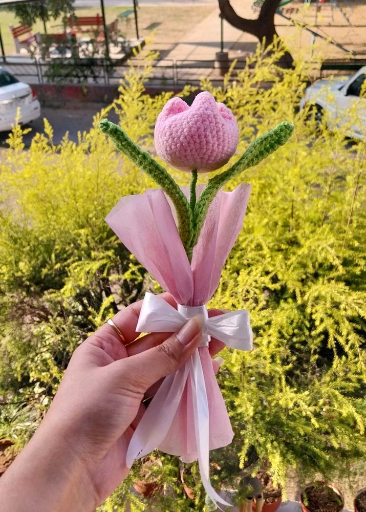 Pink Crochet Tulip