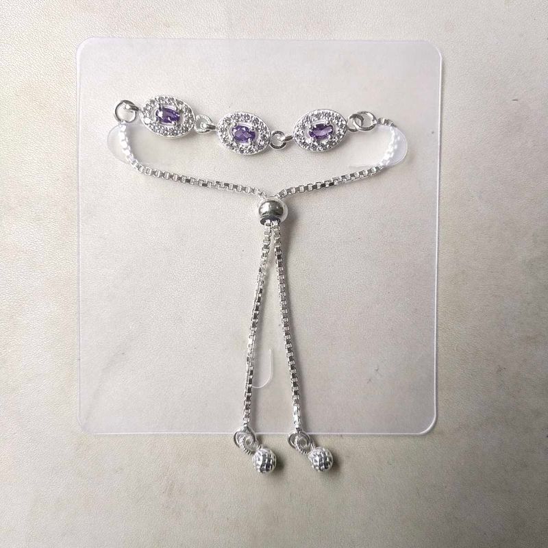 Pure Silver Blue CZ Stone Adjustable Hand Bracelet