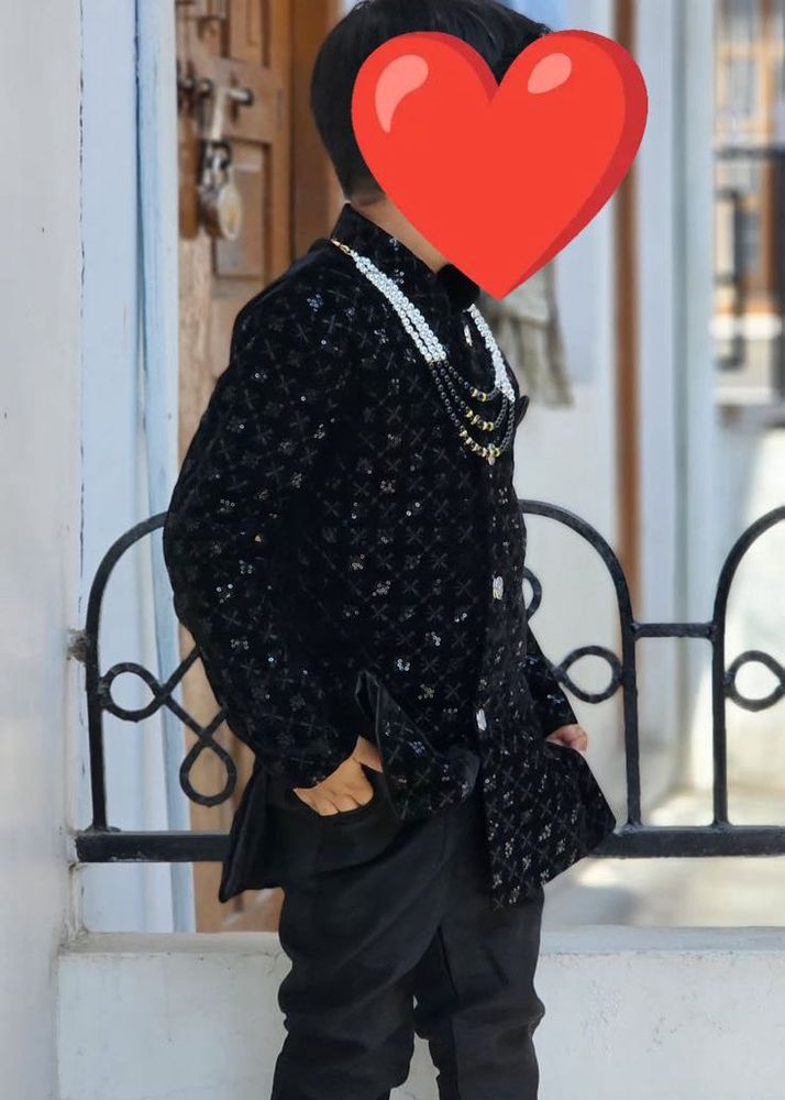 Boys' Black Velvet Party Outfit