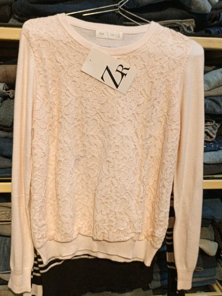 ZR Peach Lace Sweater