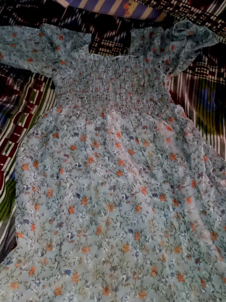 Floral Chiffon Smocked Dress