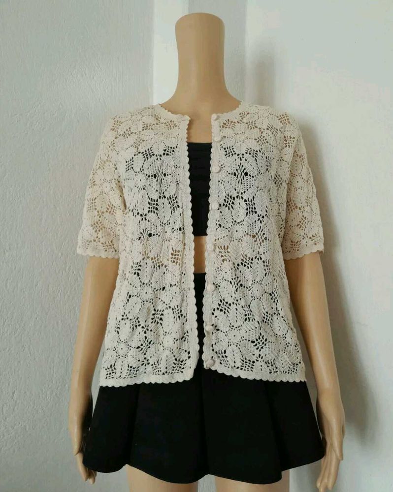 Crochet Flower Mesh Shirt