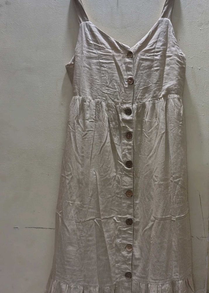 Beige Cotton Summer Dress