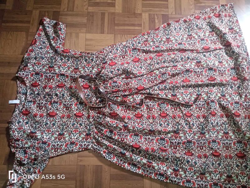 Floral Print Maxi Dress with Belt