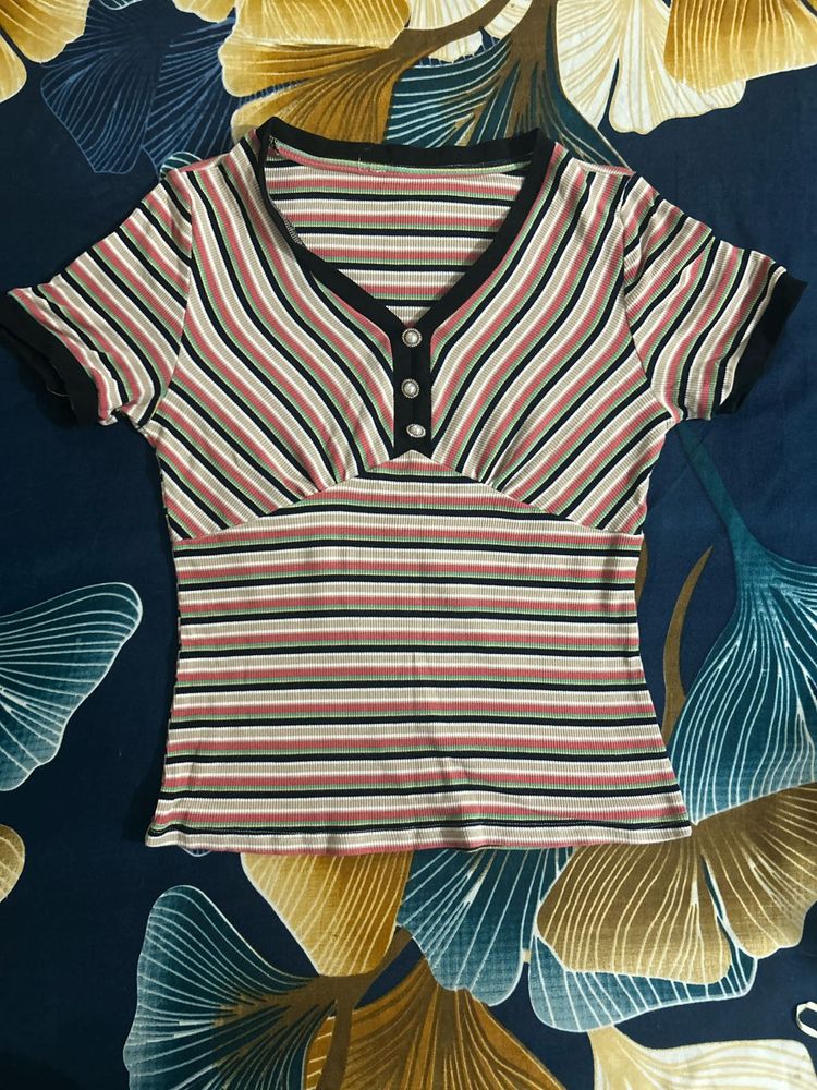 Striped V-Neck Top