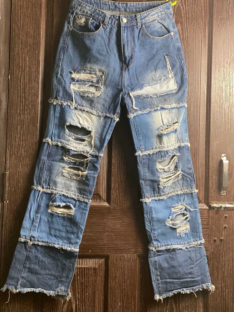 Distressed Patchwork Jeans