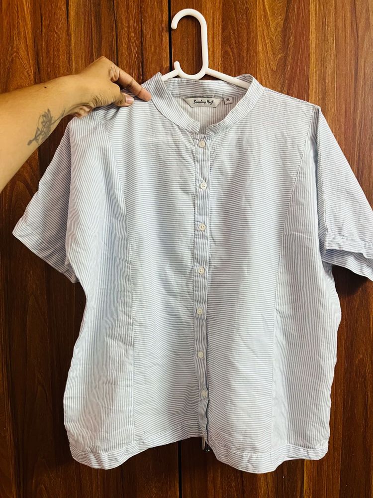BOMBAY HIGHStriped Shirt with Mandarin Collar