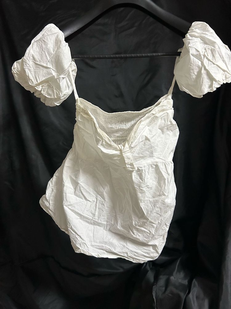 White Puff Sleeve Top