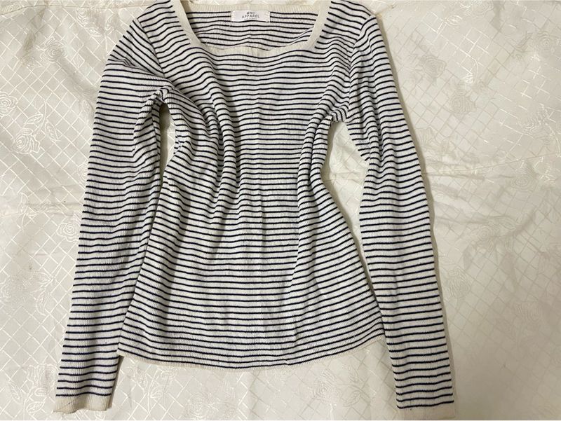 Korean Striped Long Sleeve Top