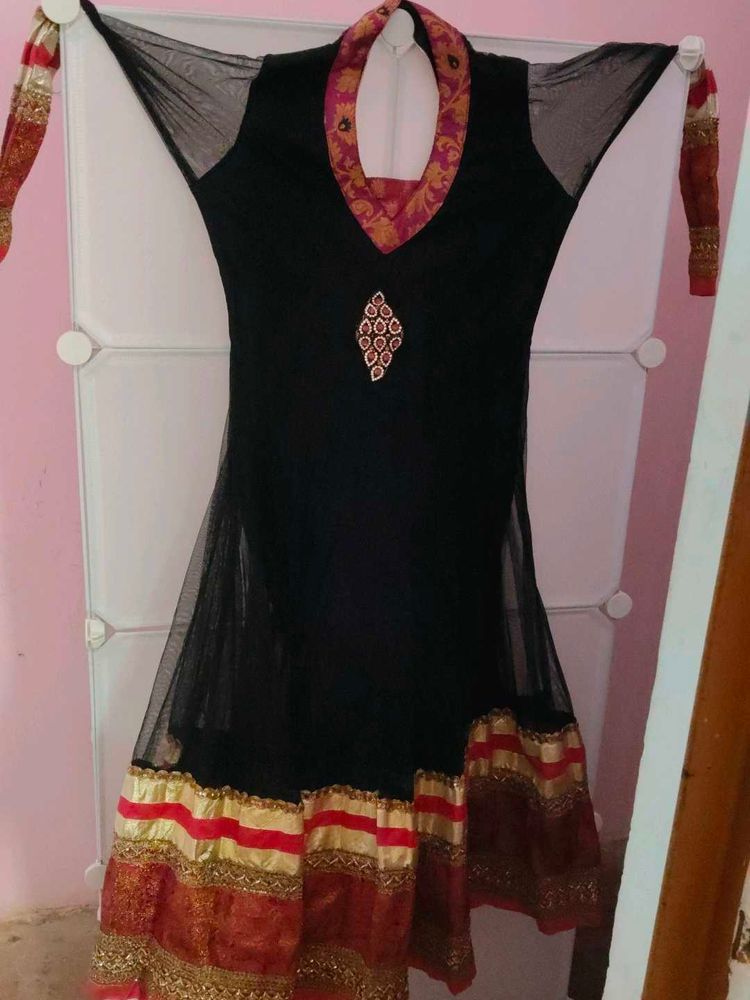 Black Embroidered Kurta Set