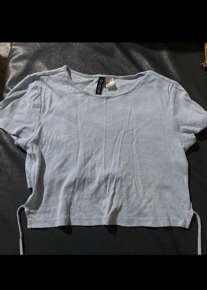 H&amp;M  Light Blue Tie-Back Shirt