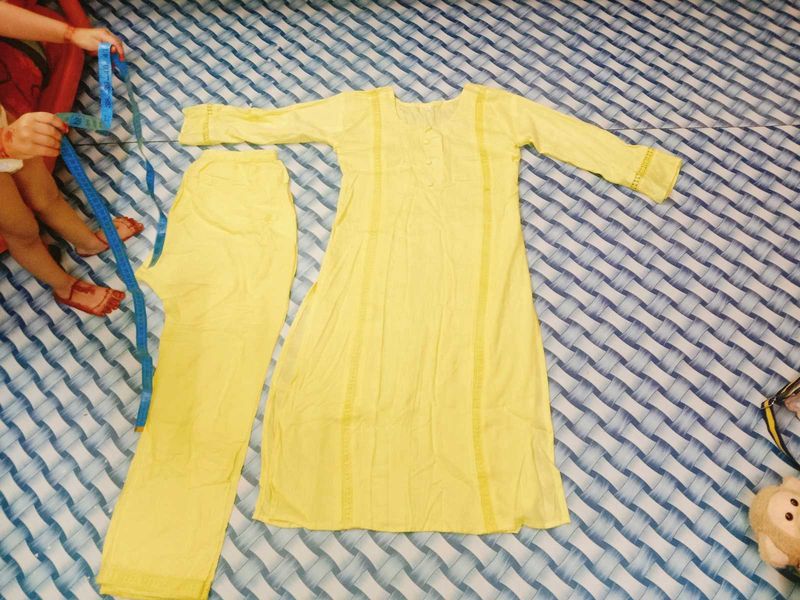 pure kurta yellow paint set