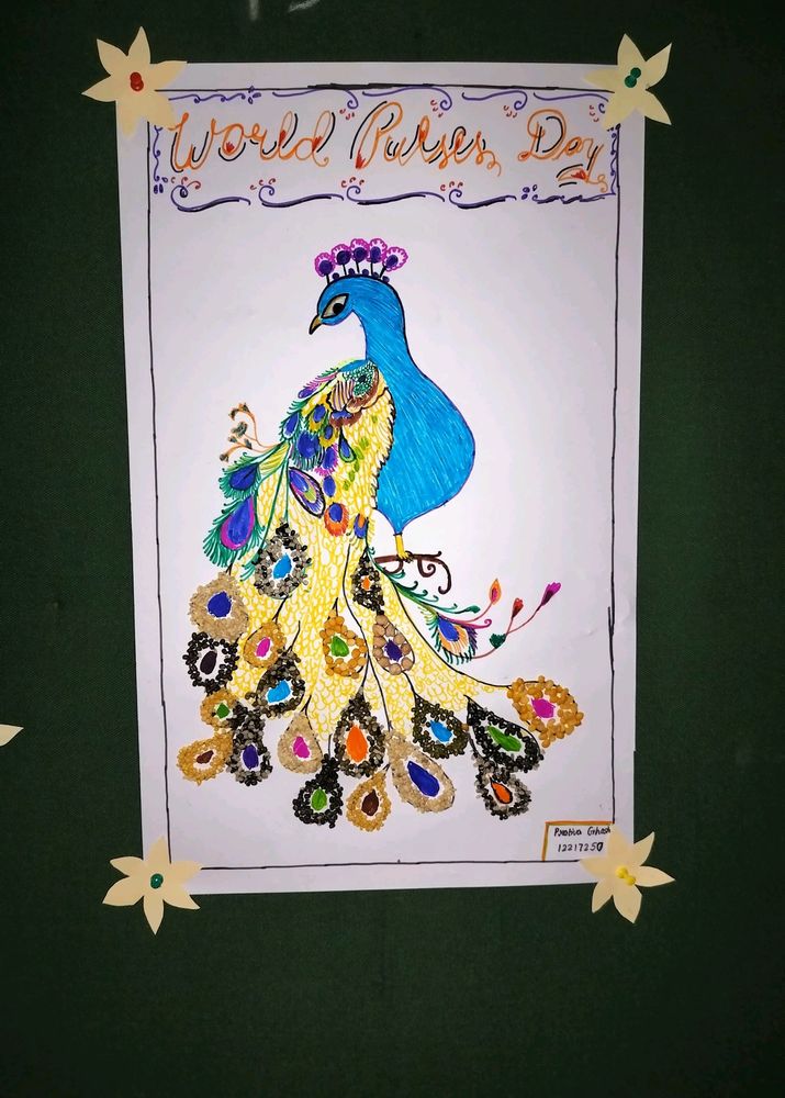 beautiful peacock drawing poster made by real DAL.
